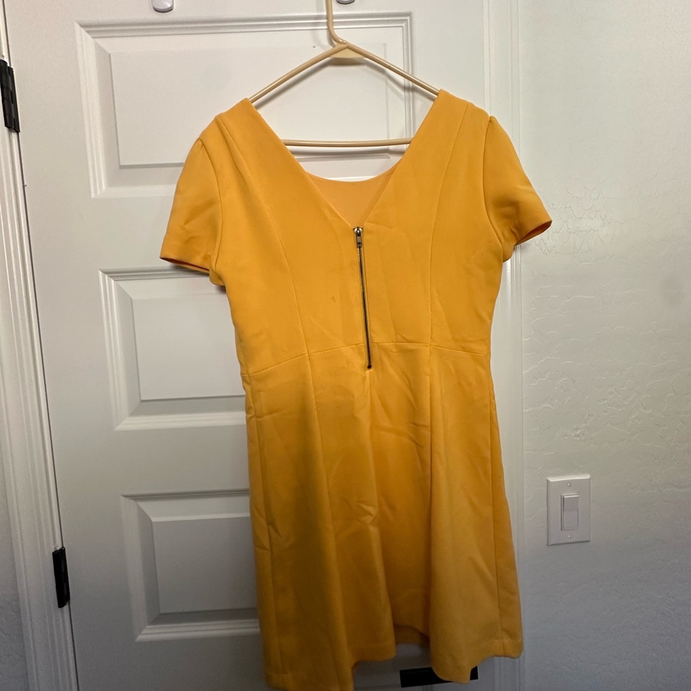 Zara Yellow A-Line Mini Dress Scoop Neck Short Sleeve